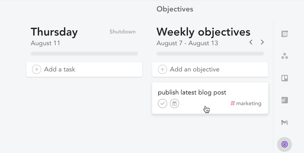Drag objective to create task