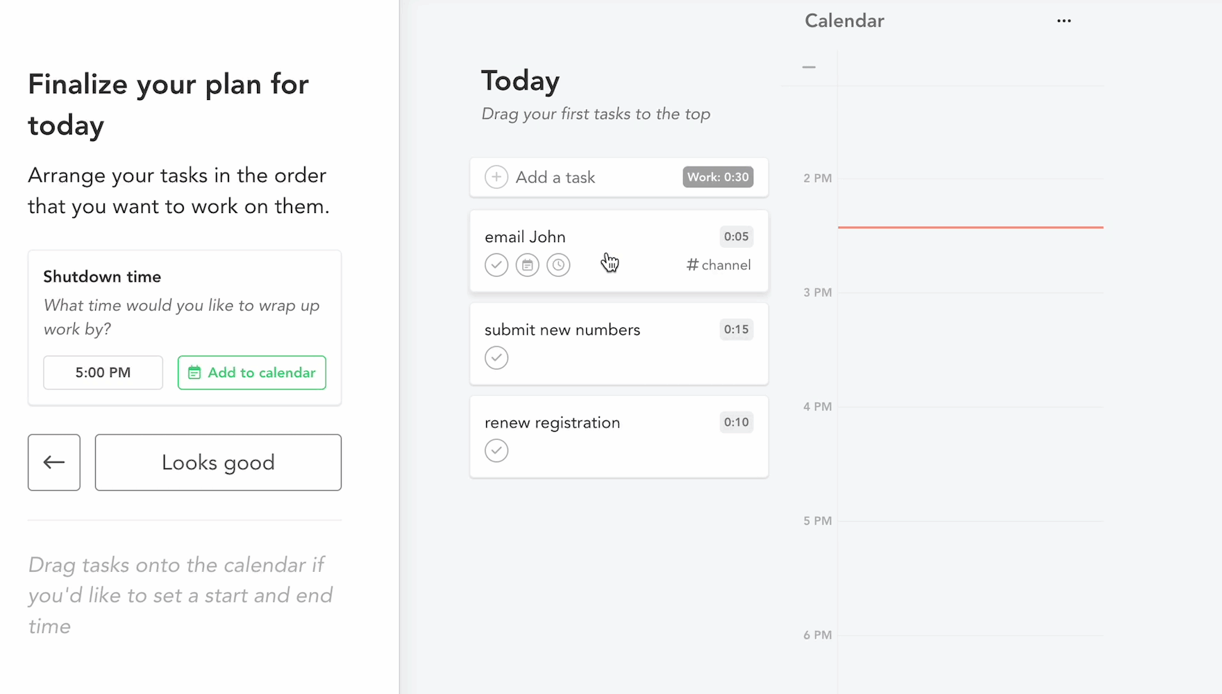 Reordering and timeboxing tasks