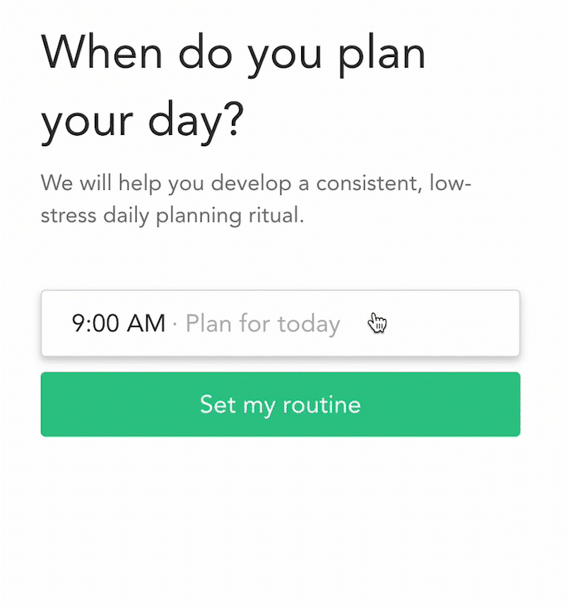 Daily planning time picker