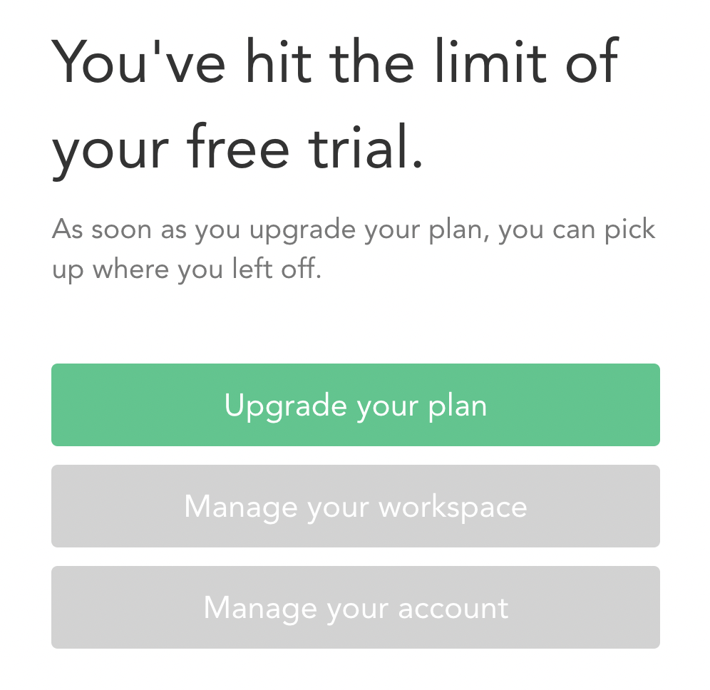 Upgrade plan button